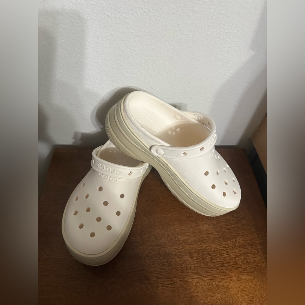 Crocs Classic Stacked Clog white & nude platform crocs M7 W9 new